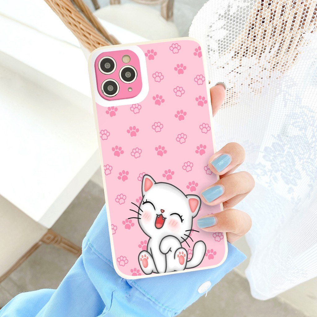 Ốp lưng iphone Cat Pink dễ thương Ốp iPhone Hình Mèo Nền Hồng cho 6/6s/7/8plus/13/12/11pro/promax/x/xs/xr/xsmax