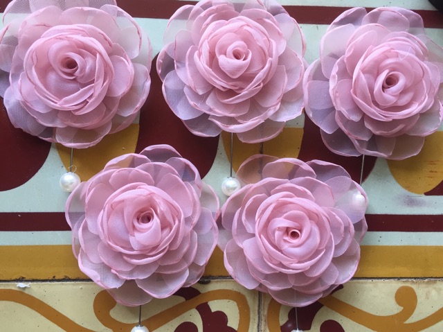 Hoa cài áo handmade cao cấp kèm trâm ngọc
