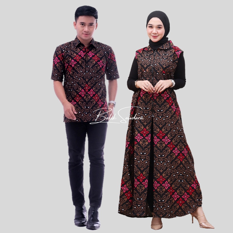 Áo Khoác Cardigan Dáng Dài Có Khóa Kéo Phía Trước Họa Tiết Thiên Đường Nâu batik Ngoài Trời Mới Nhất Cho Cặp Đôi