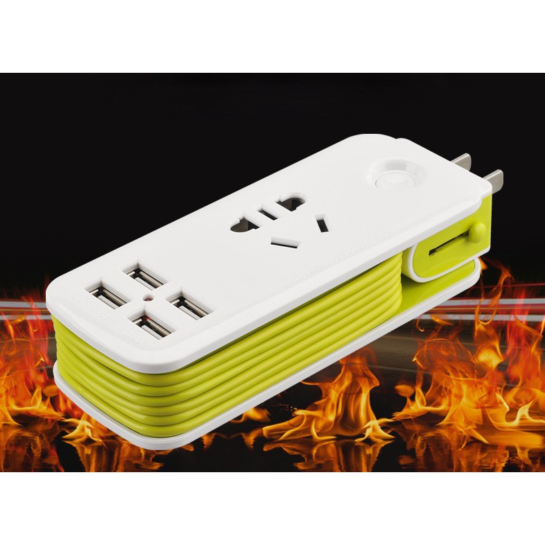 Phích nối đa năng, ổ cắm du lịch kéo dài quấn gọn có sạc usb
