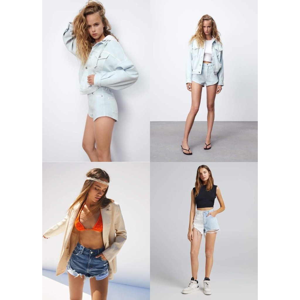 Quần short jean lưng cao Bershka, Zara vợt sale