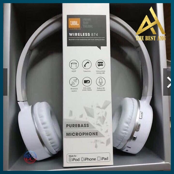 Tai Nghe Nhạc Headphone Bluetooth Chụp Tai Không Dây Có Mic JBL B74 - Tai Nghe Điện Thoại Trùm Tai Blutooth