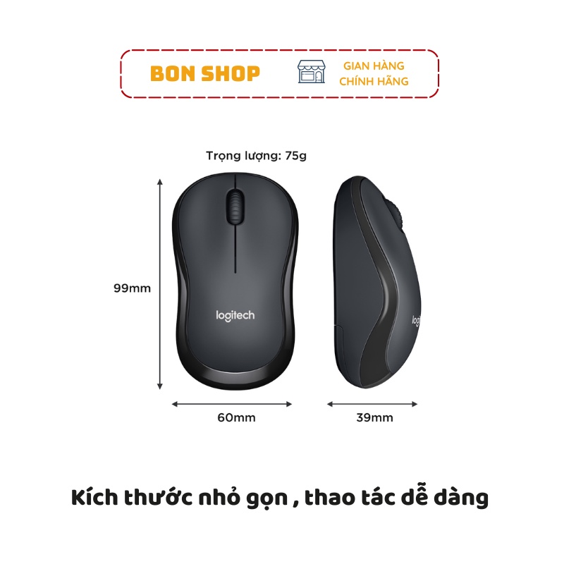 Chuột Silent M220 chống ồn không tiếng click kích thước nhỏ gọn dùng cho máy tính và laptop - Bonshop