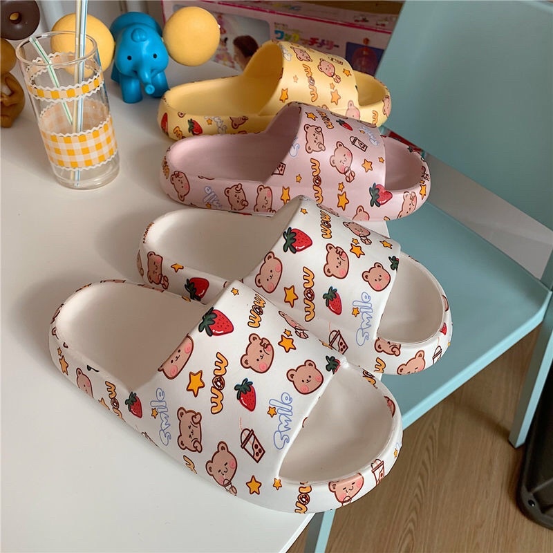 Freeship Dép quai ngang nữ hoạt hình ngộ nghĩnh 2 màu đủ size