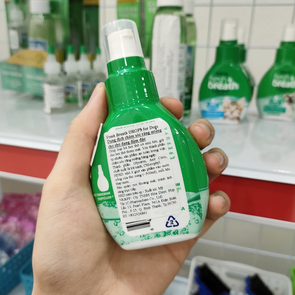 65ml - FRESH BREATH NƯỚC CHĂM SÓC RĂNG MIỆNG CHO CHÓ DẠNG ĐẬM ĐẶC - DROPS BY TROPICLEAN FOR DOG