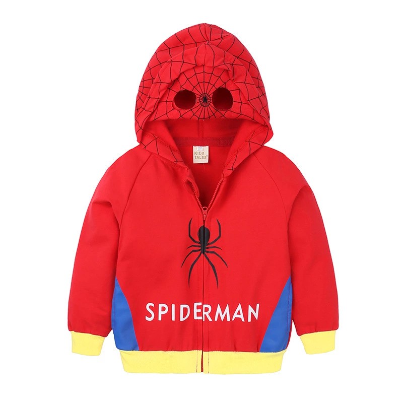 2-7Y Kids Cotton Coat Cartoon Outwear Boys Casual Spiderman Hoodies Cosplay Costume