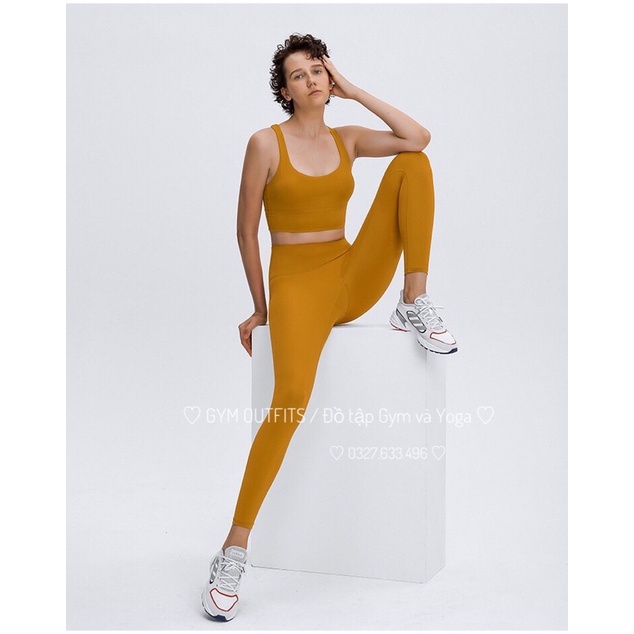 Quần áo tập Gym - Quần áo tập Yoga màu vàng  có thể ghép set.