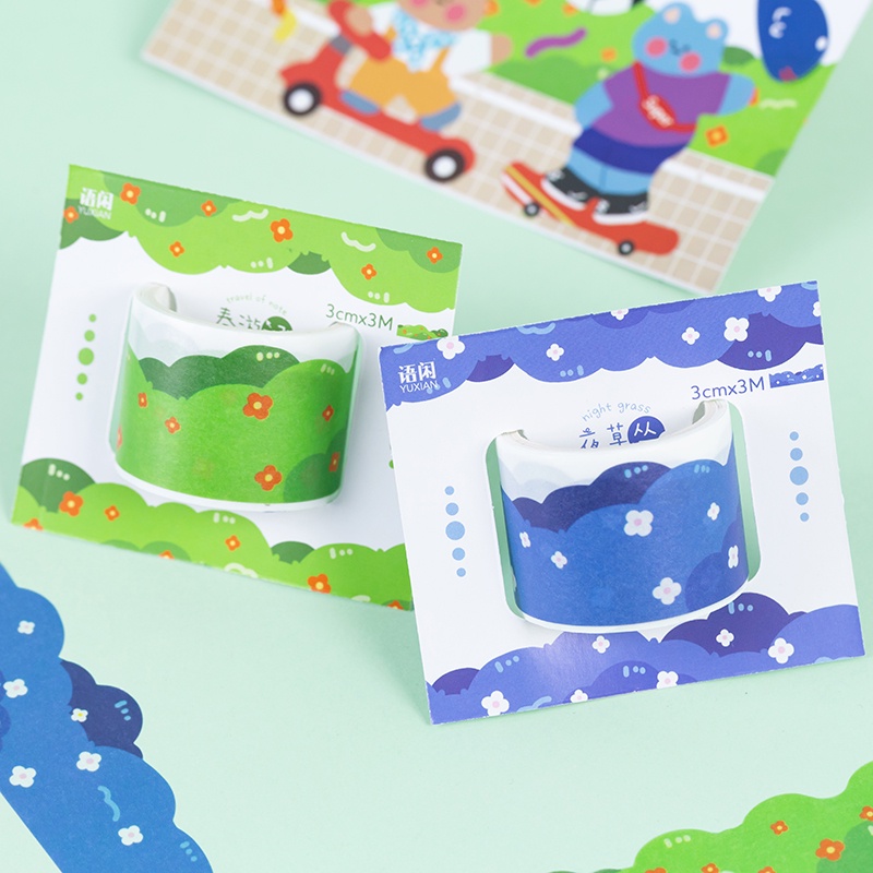 Set 12 Cuộn Băng Keo Washi In Họa Tiết Hoa Tự Nhiên Trang Trí Thủ Công