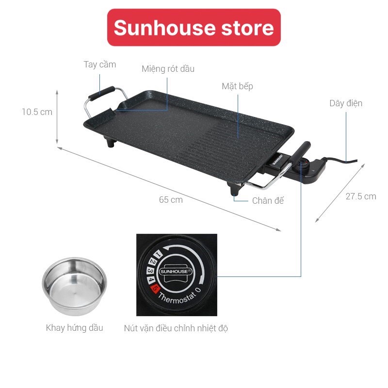 Bếp nướng điện Sunhouse SHD4600, Bếp nướng điện Sunhouse không khói, rất sạch sẽ dễ vệ sinh và an toàn cho sức khỏe.