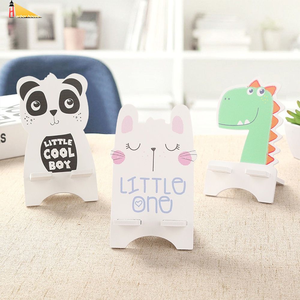 1 Giá Đỡ Điện Thoại/Máy Tính Bảng Bằng Gỗ Hình Thỏ Gấu Trúc Khủng Long Hoạt Hình Dễ Thương