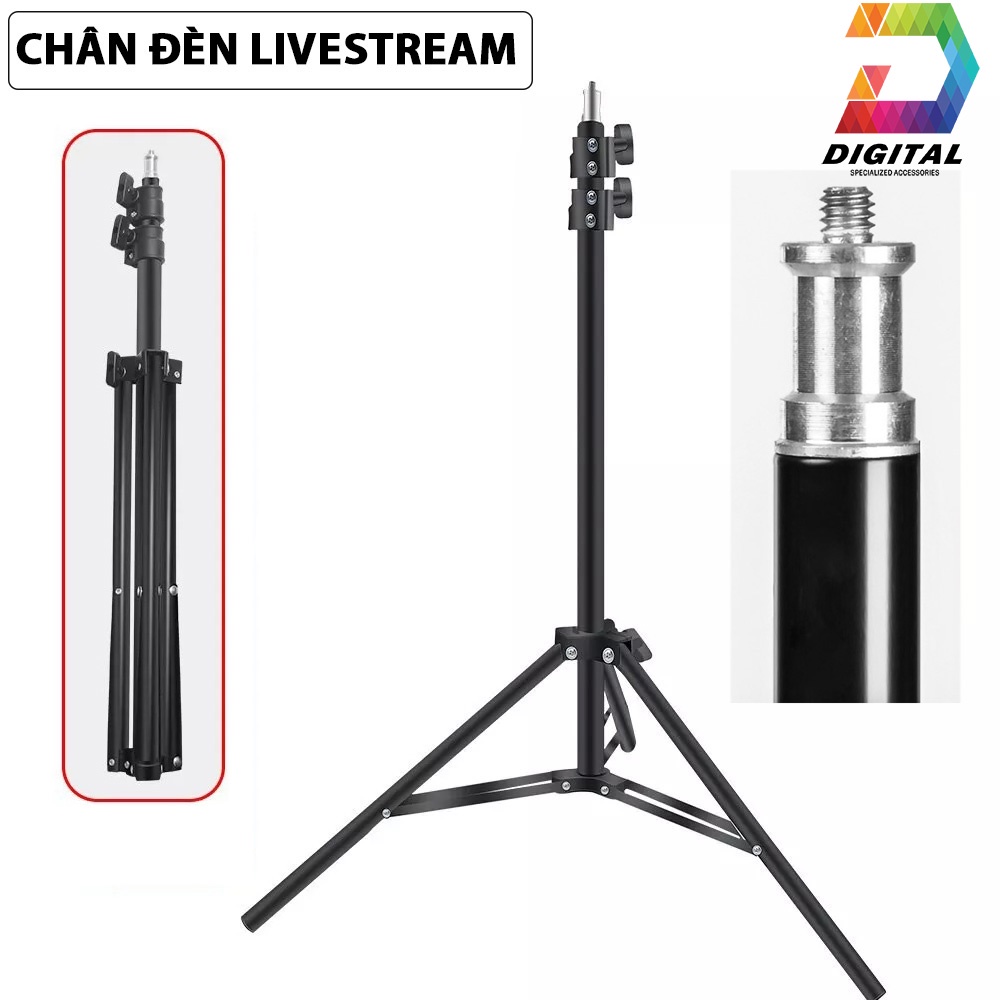 Chân Đèn Livestream, Studio, Đèn Flash Hỗ Trợ Quay Phim, Chụp Ảnh Cao 210cm