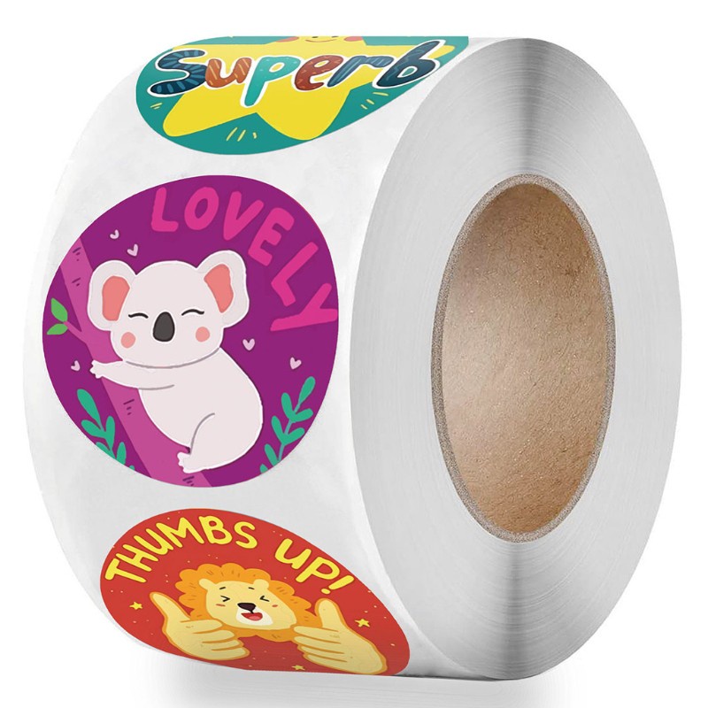 Cuộn 500 miếng dán trang trí sổ tay hình động vật hoạt hình