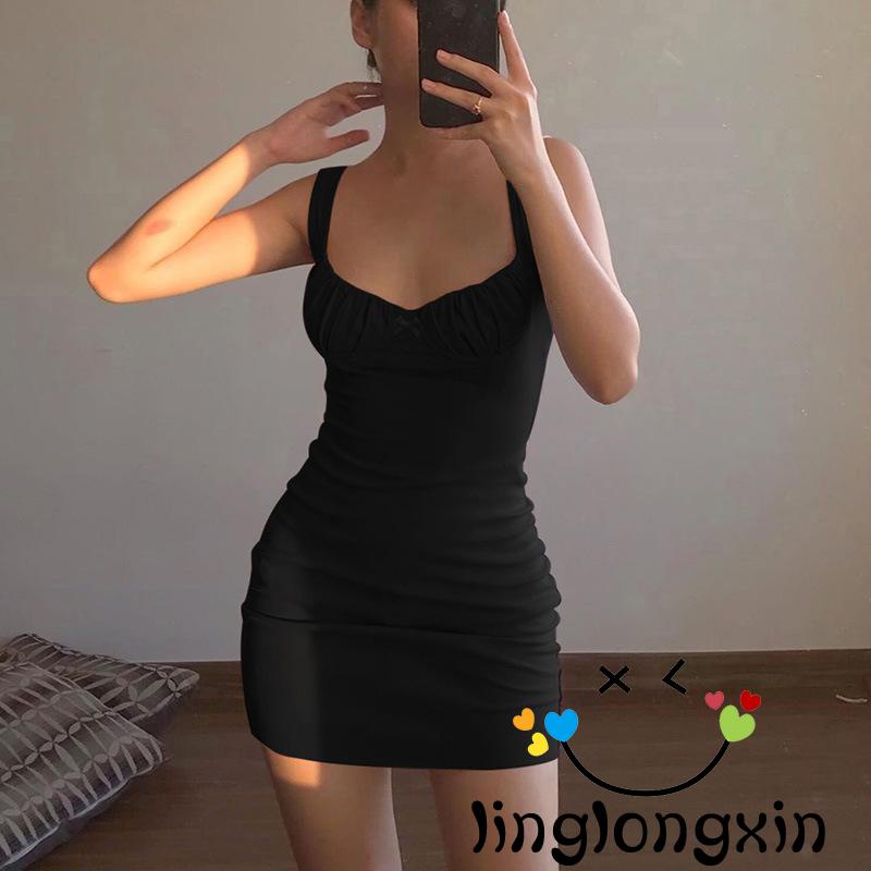 ❉Vo☏Đầm Sát Nách Màu Sắc Thanh Lịch Thiết Kế Hở Lưng Quyến Rũ