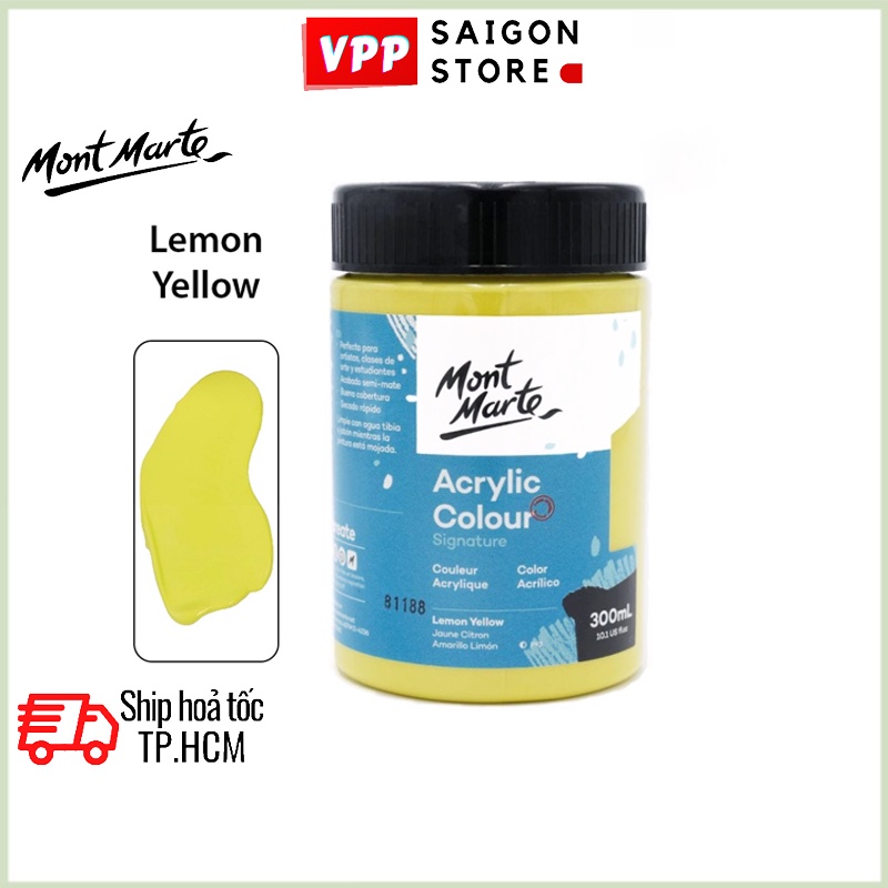 Màu Acrylic Mont Marte 300ml - Lemon Yellow - Acrylic Colour Paint Signature 300ml (10.1oz) - MSCH3002