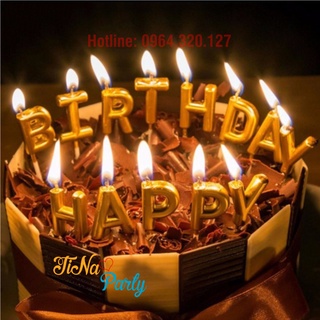 Bộ nến chữ Happy Birthday , bộ nến đèn cầy trang trí sinh nhật