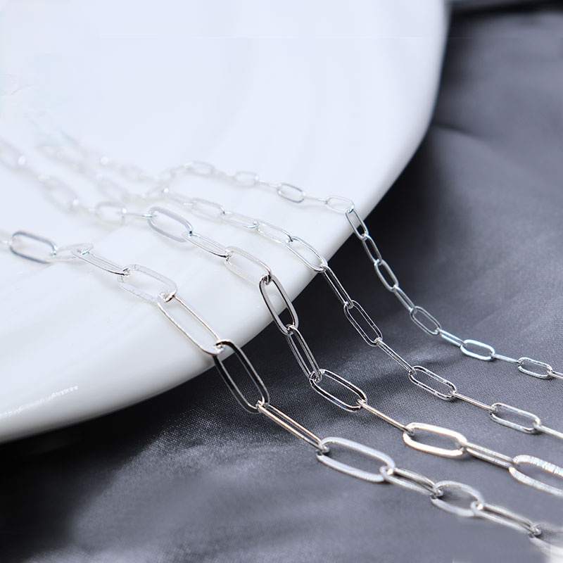 Dây Chuyền Mạ Bạc Dày Dặn Hình Oval Lỗ To diy