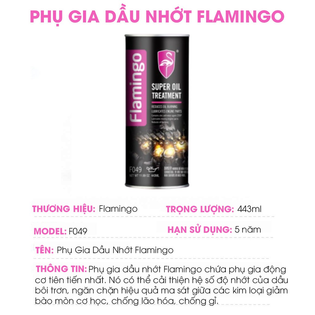 Dung Dịch Phụ Gia Dầu Nhớt Flamingo F049 443ml - Hãng Phân Phối Chính Thức