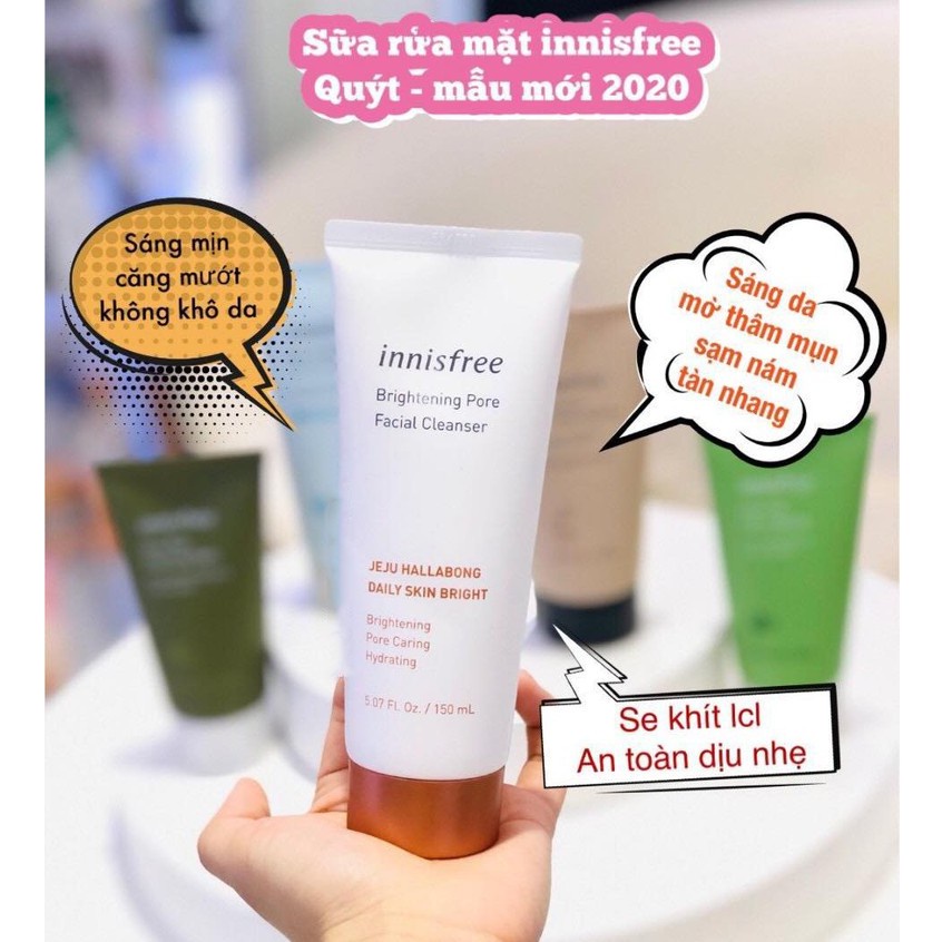 Sữa Rửa Mặt Dưỡng Trắng Da Từ Vỏ Quýt Innisfree Brightening Pore Facial Cleanser 150ml