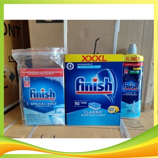 Combo 90 viên rửa bát Finish + Nước bóng Finish 750ml +1.2kg Muối rửa chén finish