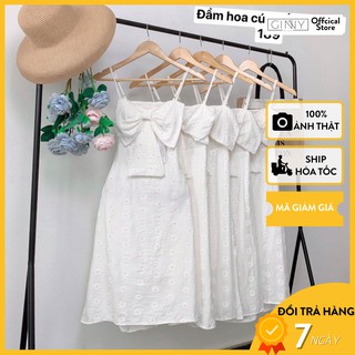 Đầm hoa cúc trắng TH-01 | Váy trắng nữ | Váy hai dây hoa cúc