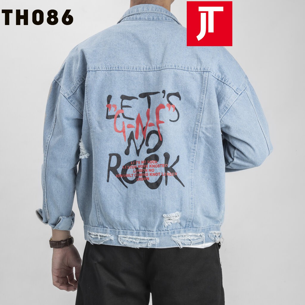 Áo khoác jean nam TH086 Lets No Rock, áo khoác bò cao cấp