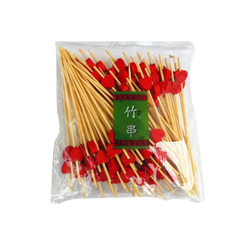 Set 100 xiên tre 12cm hình trái tim dễ thương dùng để ăn món tráng miệng