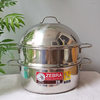 Nồi Xửng Hấp Inox 304 3 Đáy Từ Zebra Extreme Plus II 28cm 164390(Lổ nhỏ)- Thái lan