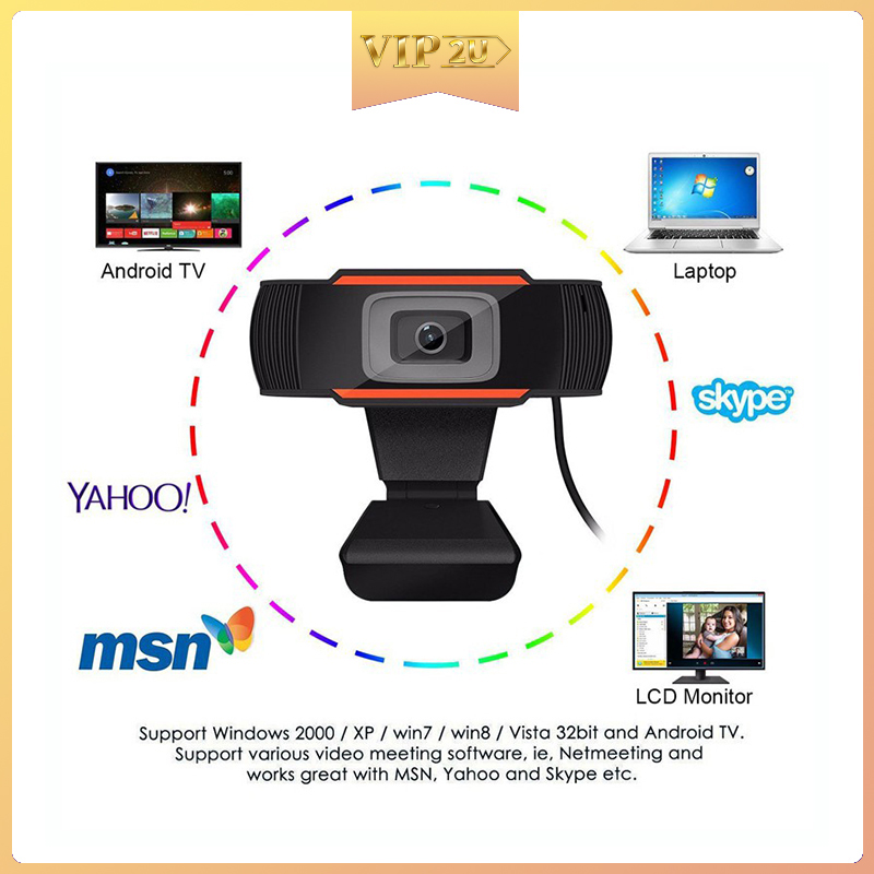 Webcam Vip2U 480p 720p 1080p Có Mic Cho Máy Tính