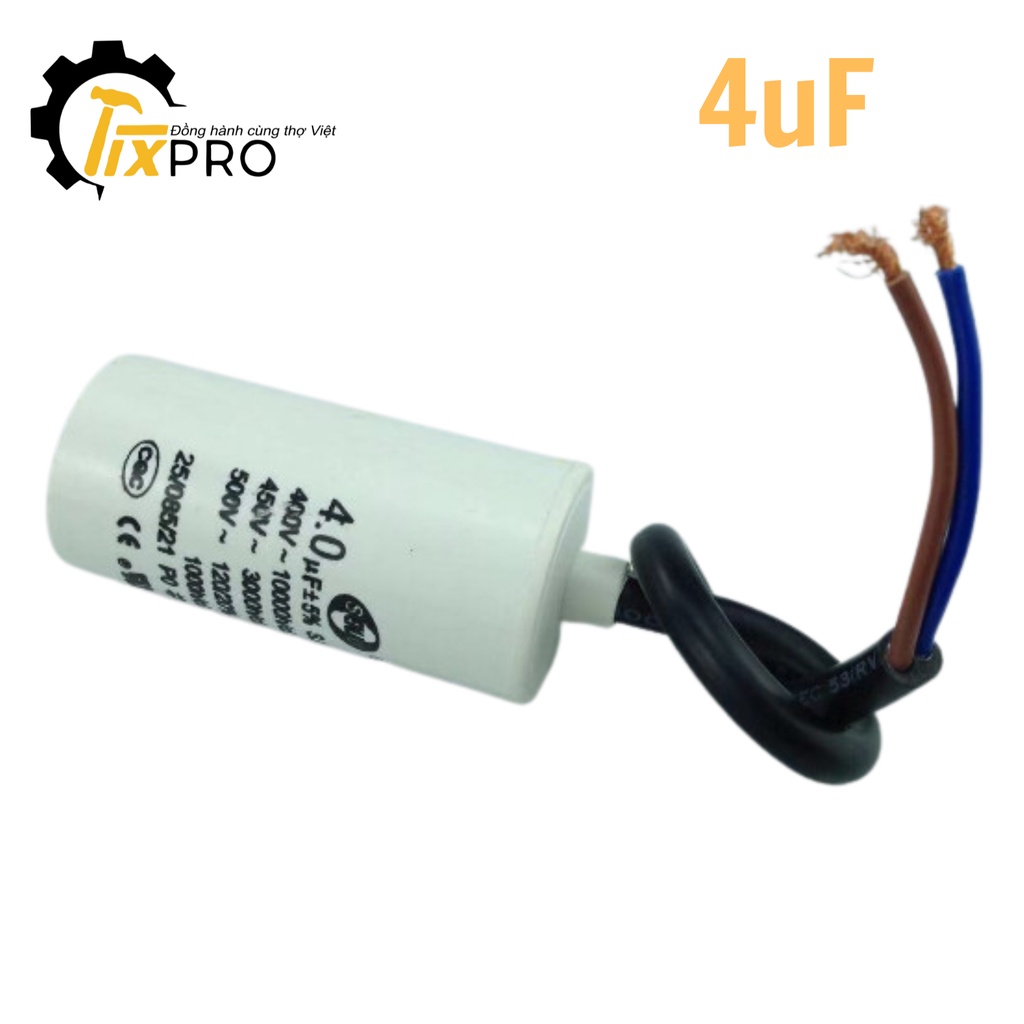 Tụ khởi động 4UF 450V CBB60 SENJU màu trắng loại xịn