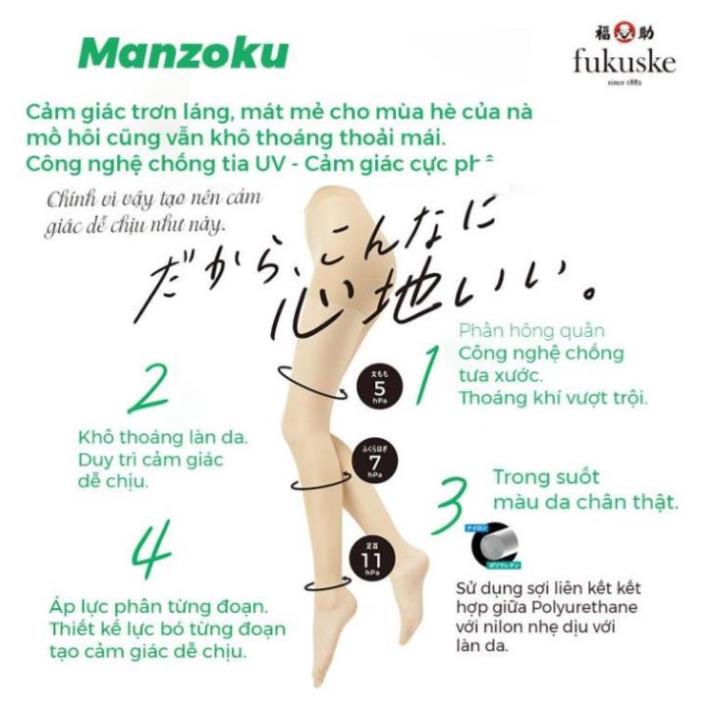 Quần tất nữ Nhật Bản Fukuske Bó form tôn dáng thon chân - Thoáng mát chống nắng UV - Bản 2021 - Maneki