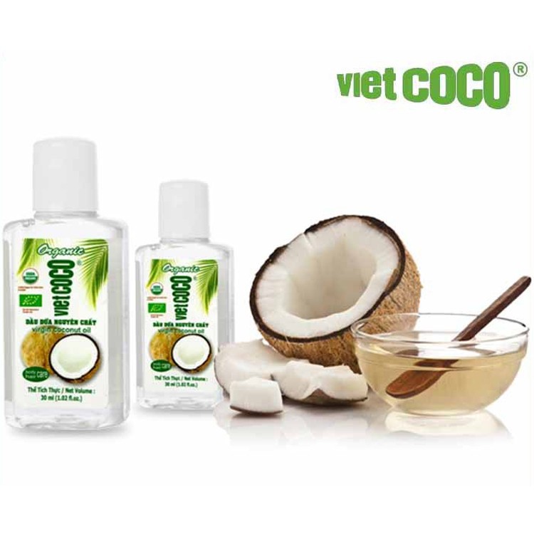 Dầu Dừa Organic Nguyên Chất Ép Lạnh Vietcoco Dưỡng Da Tóc Môi Chuốt Mi