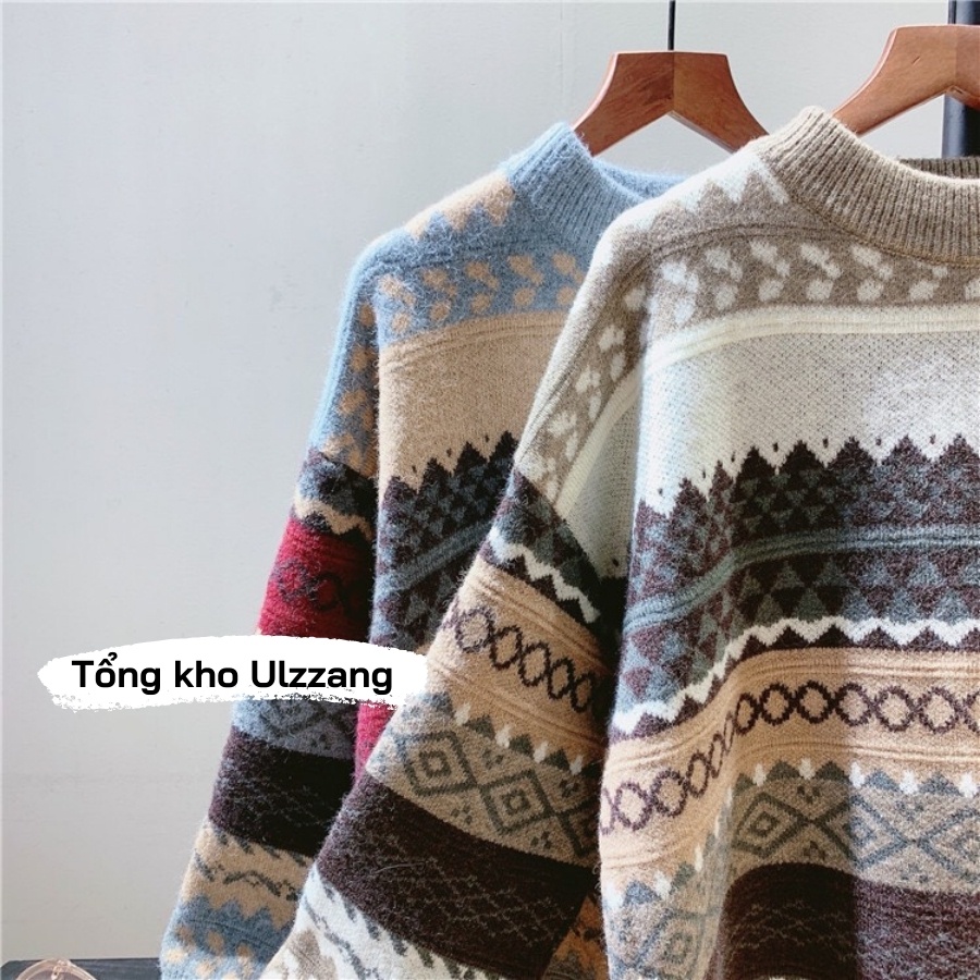 Áo Len Nữ Họa Tiết Thổ Cẩm Chất Len Dày Siêu Ấm Phong Cách Hàn Quốc | BigBuy360 - bigbuy360.vn