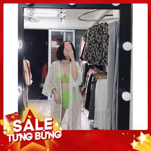 Áo choàng Bikini, áo choàng đi biển dáng dài ren hoa trắng mẫu mới cực xinh (Ảnh khách) -Hàng nhập khẩu