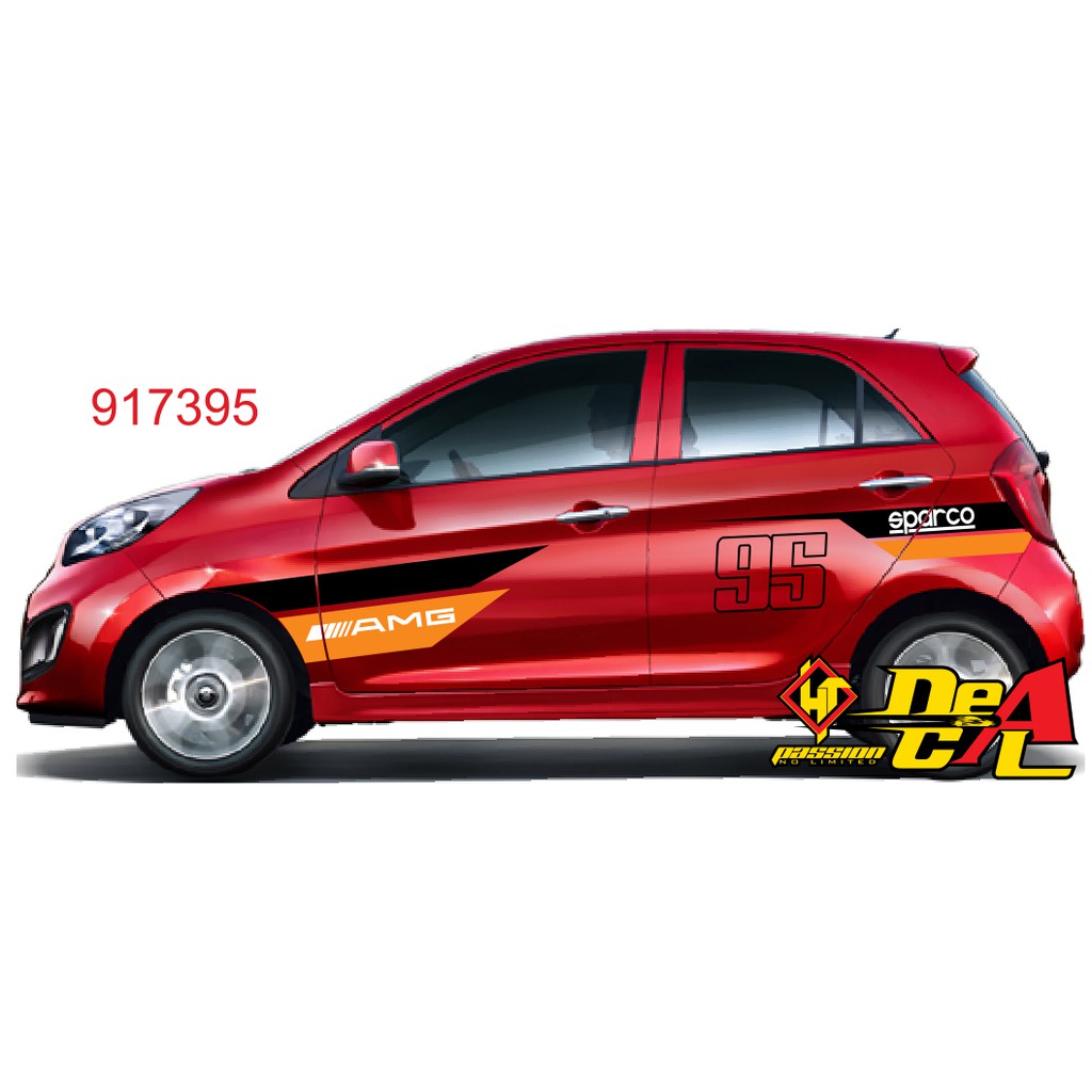 Tem dán sườn ô tô 4 chỗ Kia Morning - Decal ô tô siêu bền- 916653, 917045, 917224, 917395