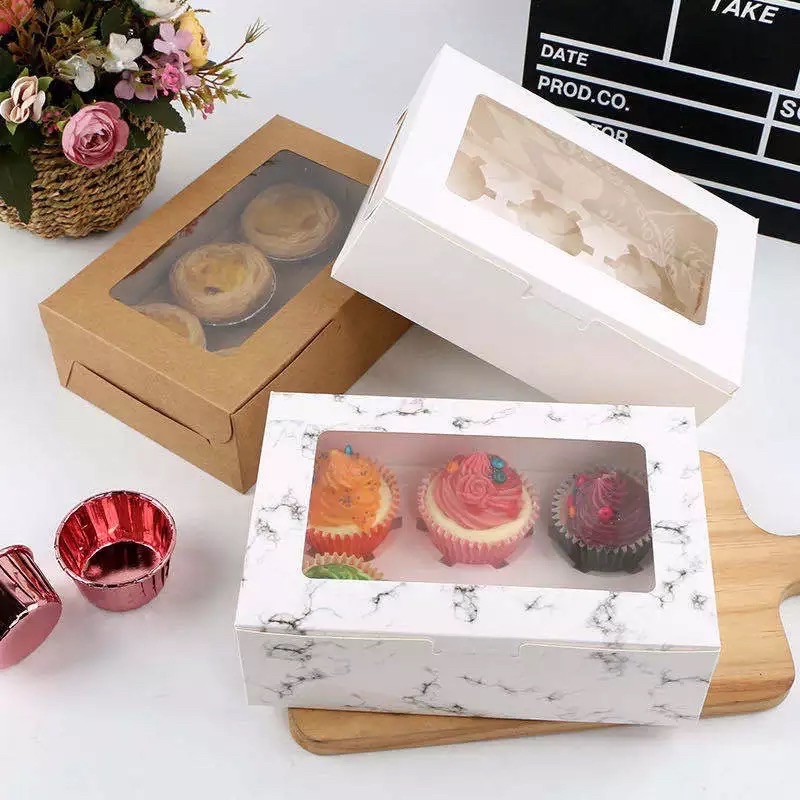 Hộp giấy đựng cupcake nắp trong các cỡ