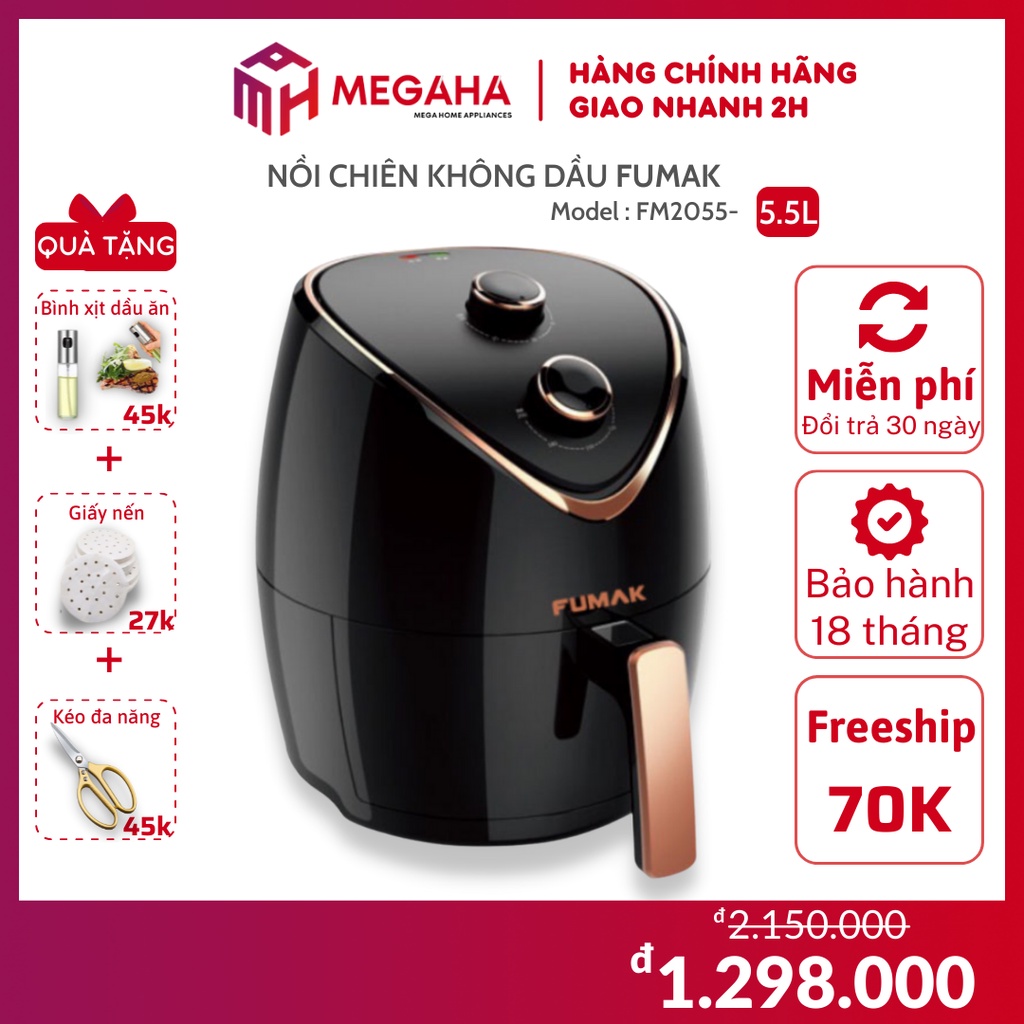 Nồi chiên không dầu 5.5L Fumak FM2055, bảo hành 18 tháng