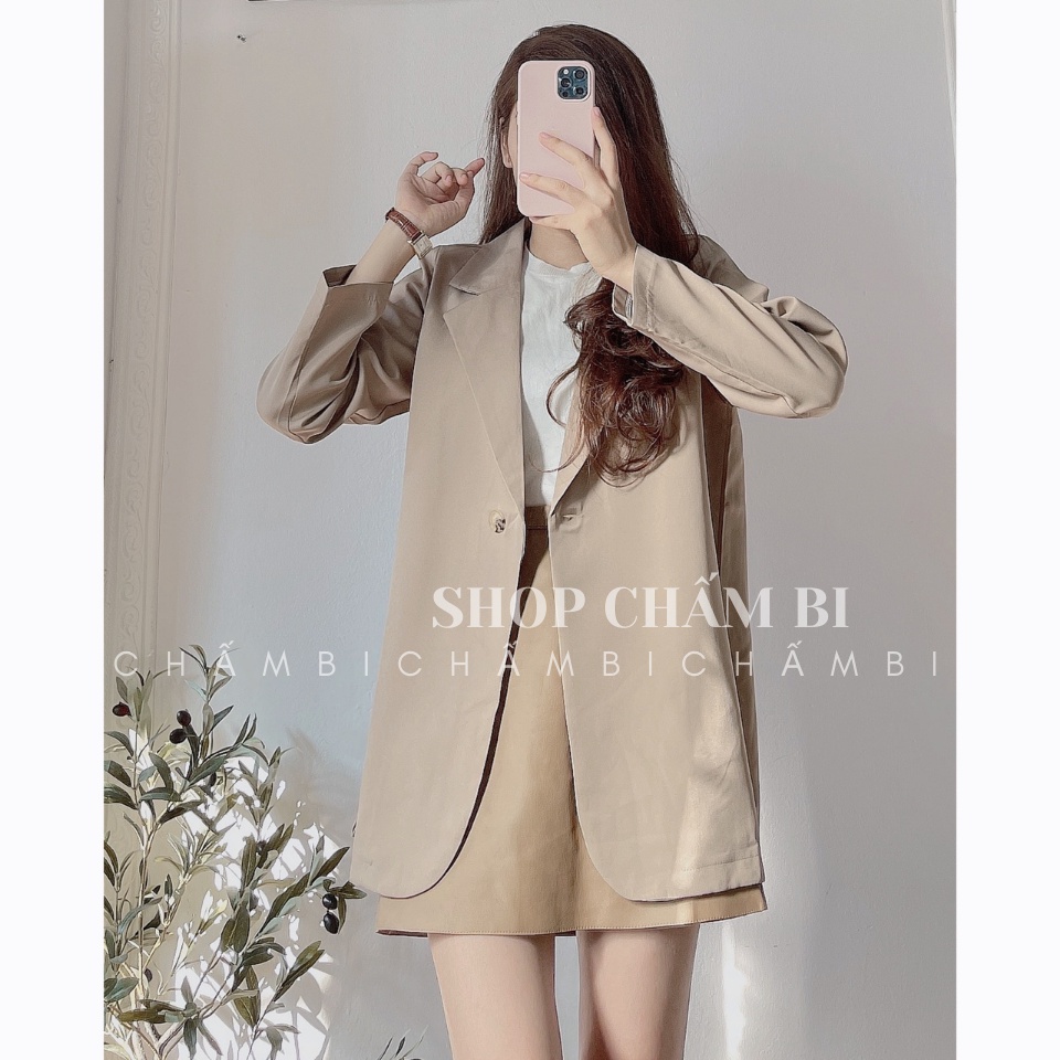 Áo khoác kiểu nữ A.261, Áo blazer dài tay cổ vest 1 cúc phong cách retro cực xinh