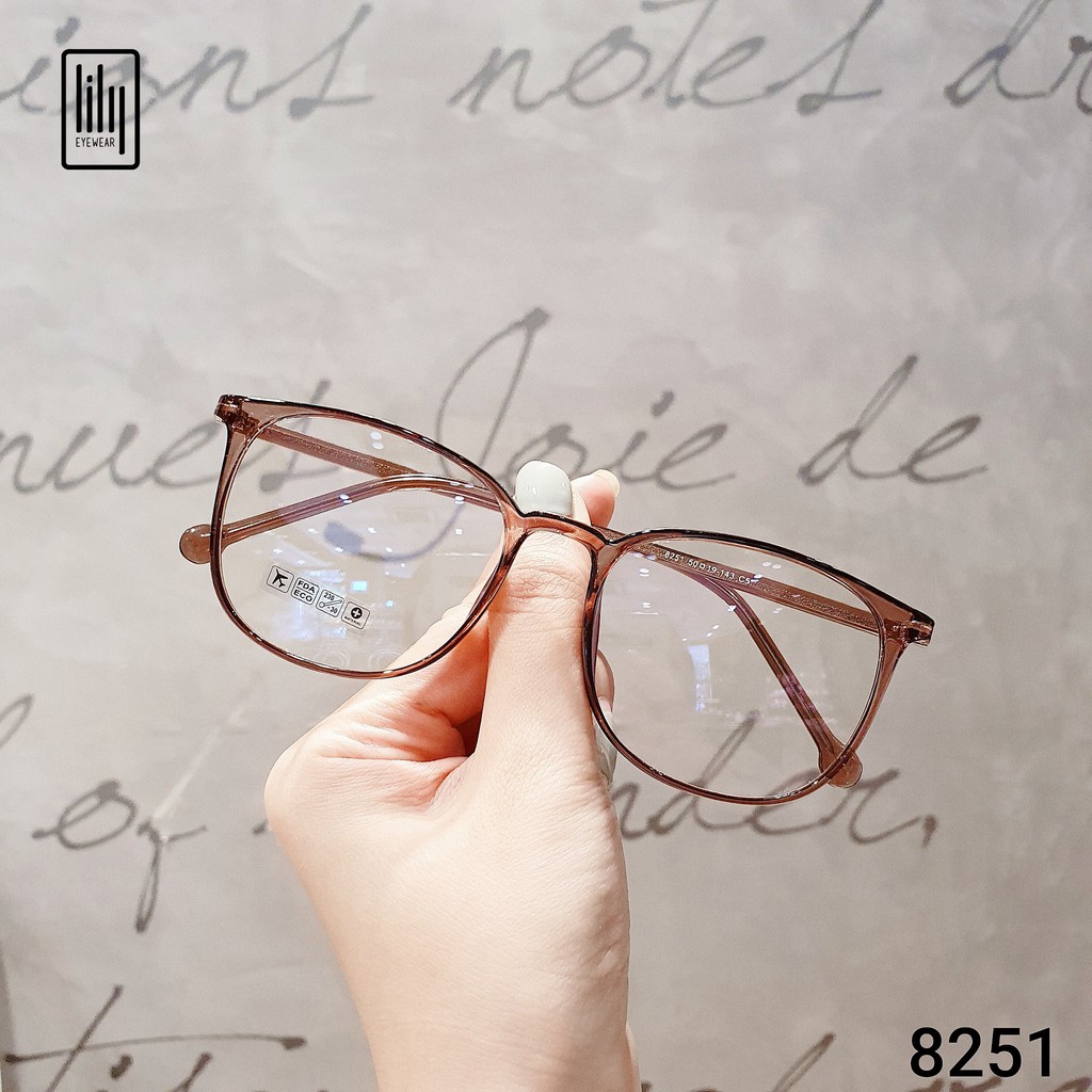 Gọng kính cận nam nữ Lilyeyewear mắt vuông to có thể chống bụi, phù hợp với nhiều khuôn mặt, đa dạng màu sắc - 8251 | BigBuy360 - bigbuy360.vn