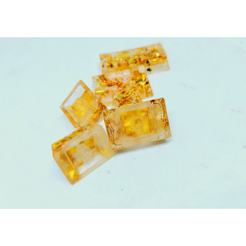 Set 6 Keycap resin lá vàng trang trí bàn phím cơ gaming