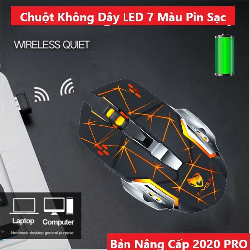 UPUPIN Chuột không dây gaming Led wireless 2.4GHz laptop Tự động đổi màu sắc chuột chơi game không dây