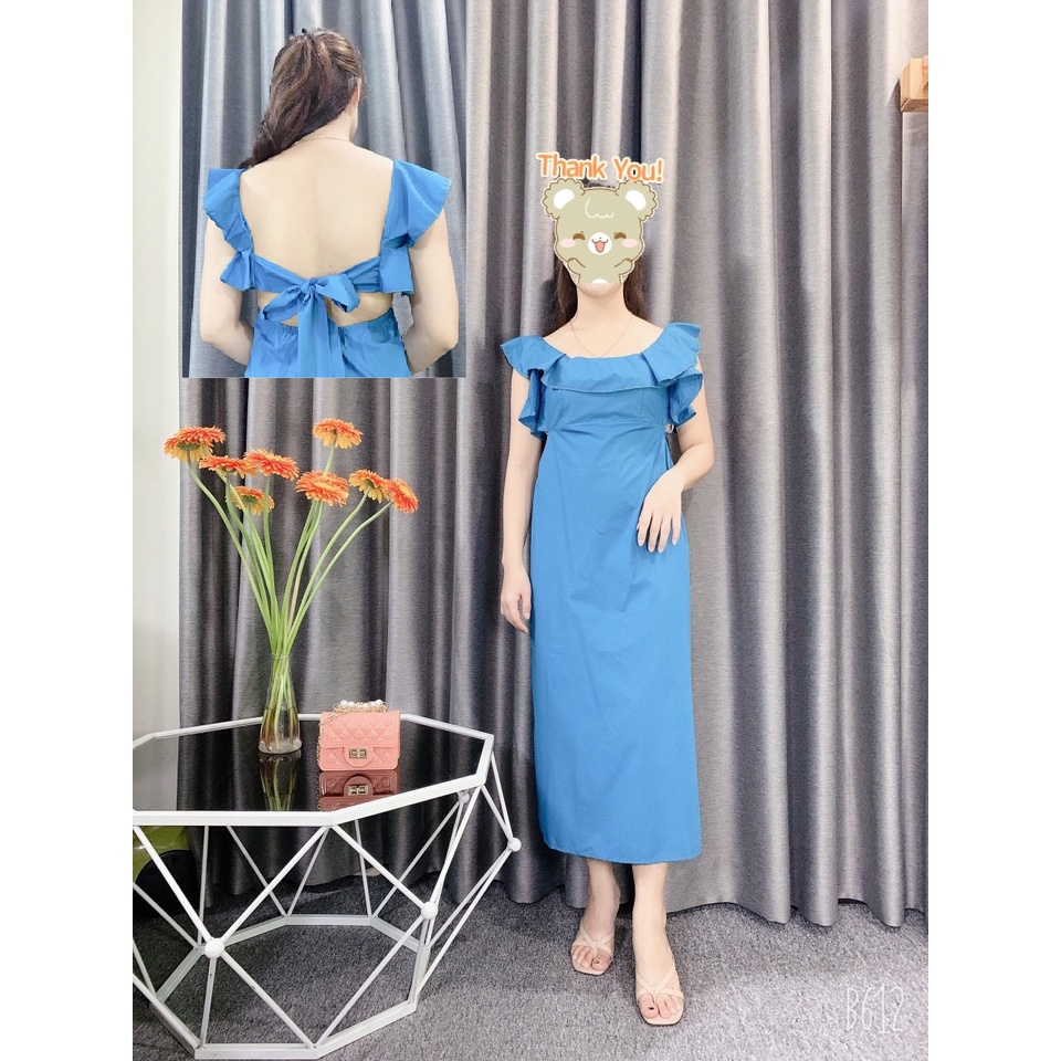 VÁY, ĐẦM MAXI CỔ BÈO CUT OUT PHÍA SAU LƯNG CỰC ĐẸP