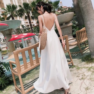 Order váy maxi trắng đi biển siêu đẹp