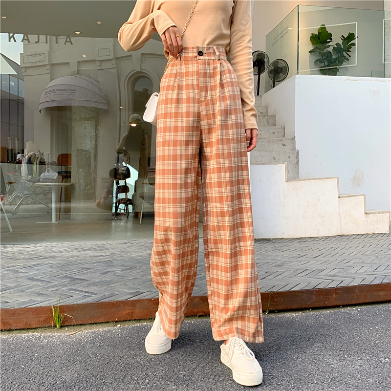 SUXI Quần Dài Ống Đứng Sọc Caro Nhiều Màu Thời Trang Nữ Tính