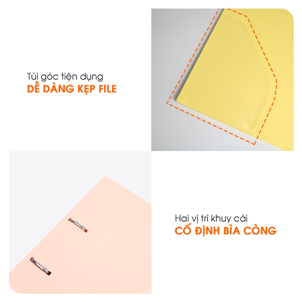 Bìa Còng D2 Switch ON AO+, Nhựa PP/ A4, 2 Nhẫn D