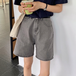 Quần Đùi Denim Lưng Cao Với Thiết Kế Trơn Màu Xinh Xắn Dễ Phối Đồ 43744