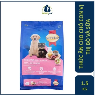 SmartHeart PUPPY-Thức ăn CHO CHÓ CON VỊ THỊ BÒ VÀ SỮA 1.5Kg
