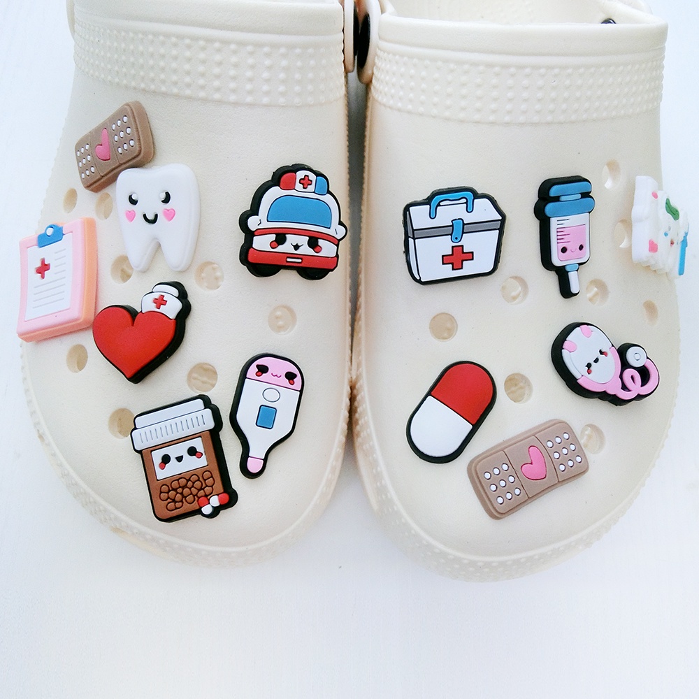 Charm giày Crocs bằng cao su PVC mềm hình hoa có thể tháo rời