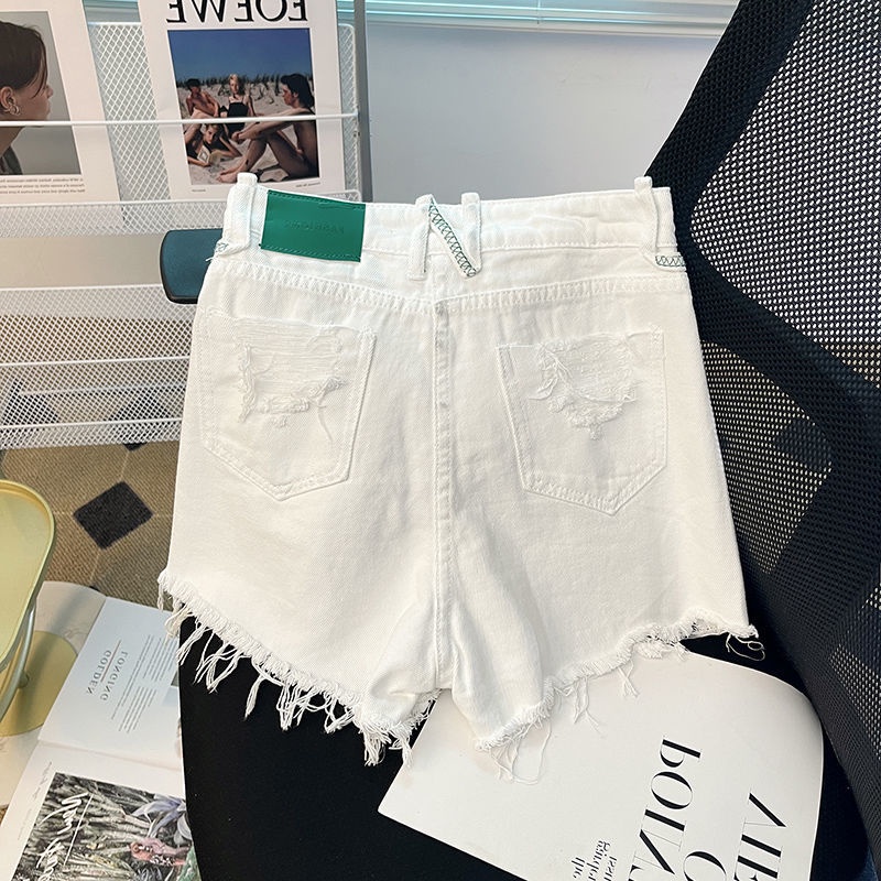 Quần Short Denim Lưng Cao Màu Sắc Tương Phản Thời Trang Mùa Hè Cho Nữ