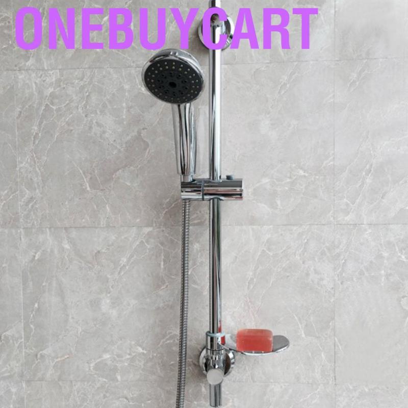 Onebuycart Stainless Steel Lift Type Shower Slide Bar Holder with Rod Soap Dish Suction Cup Install