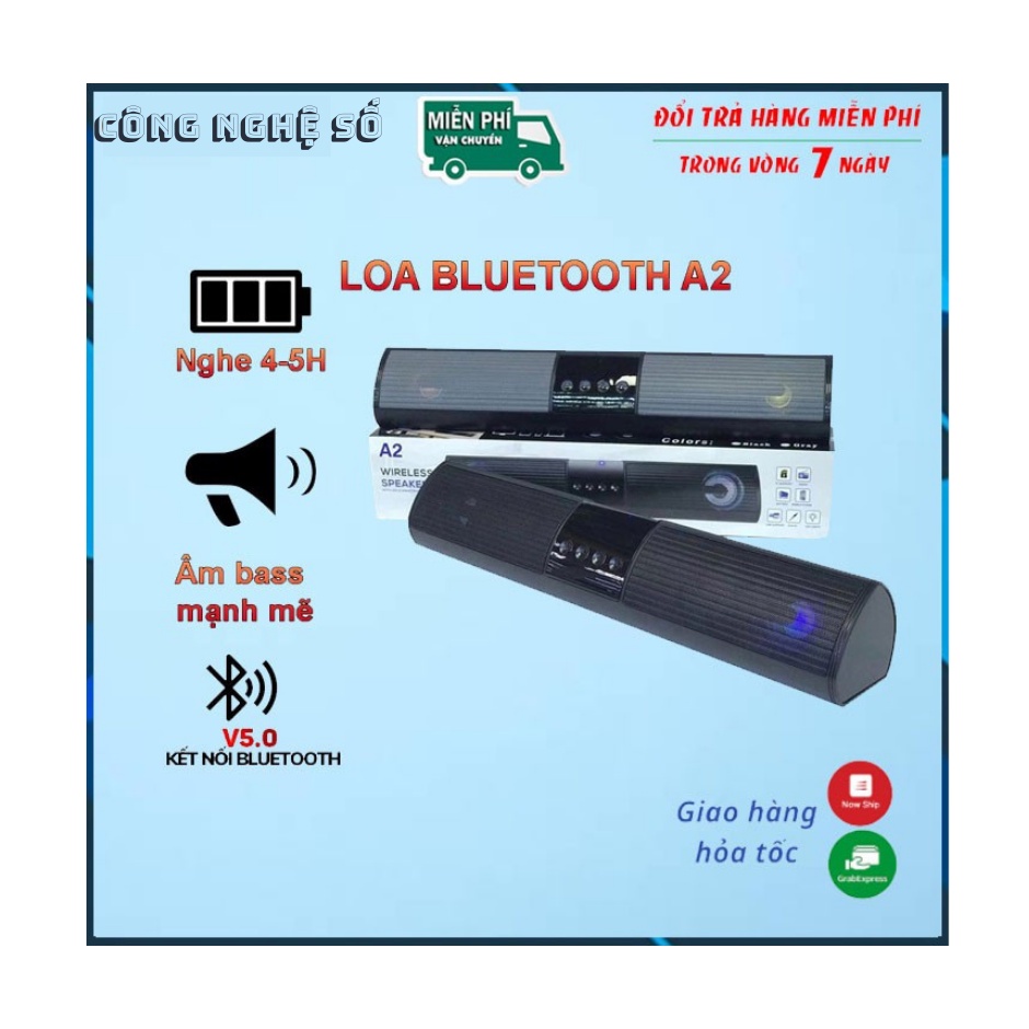 Loa bluetooth speaker A2 dáng dài 2 loa cực đỉnh, kiểu dáng sang trọng hỗ trợ thẻ nhớ